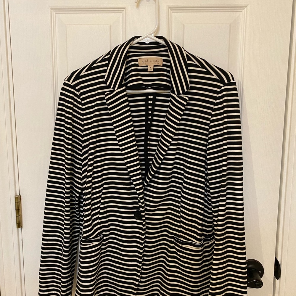 Philosophy black and white striped blazer.